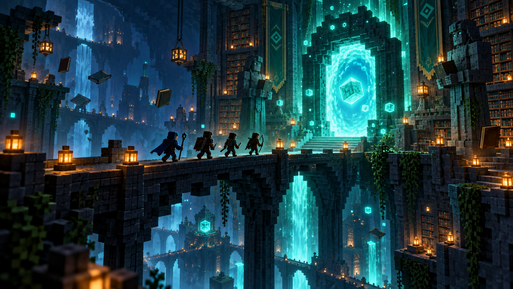 Original fan-made voxel portal artwork for the Minecraft Dungeons II community wiki